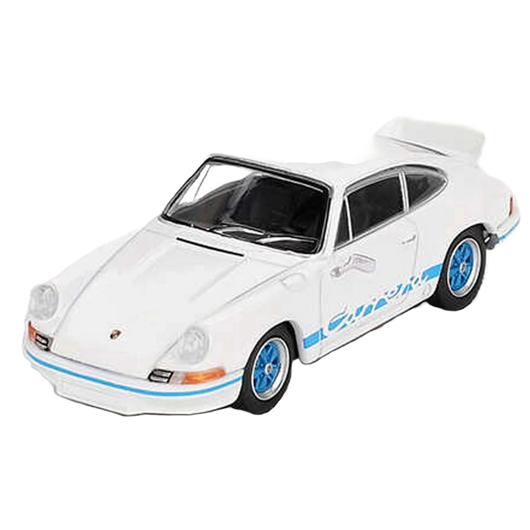 Mini GT 1/64 Porsche 911 Carrera RS 2.7 Grand Prix White with Blu