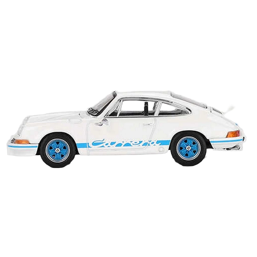 Mini GT 1/64 Porsche 911 Carrera RS 2.7 Grand Prix White with Blu