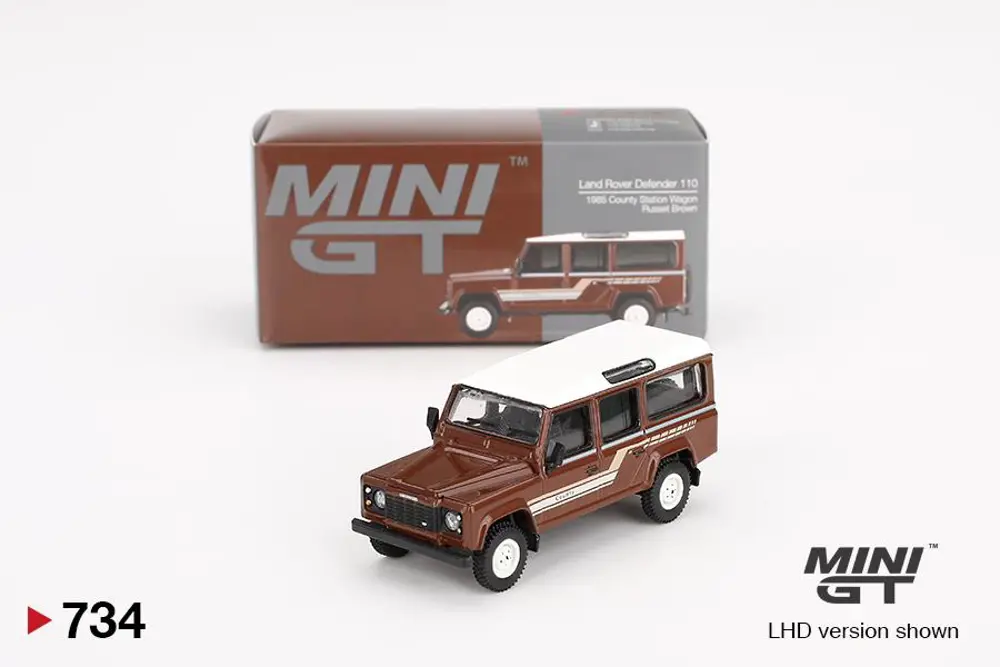 Mini GT Land Rover Defender 110 1985 County Station Wagon Russet 