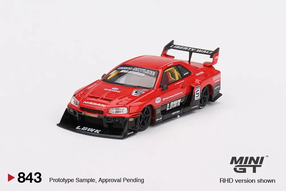 Mini GT Nissan LB-ER34 Super Silhouette SKYLINE Red/Black 843