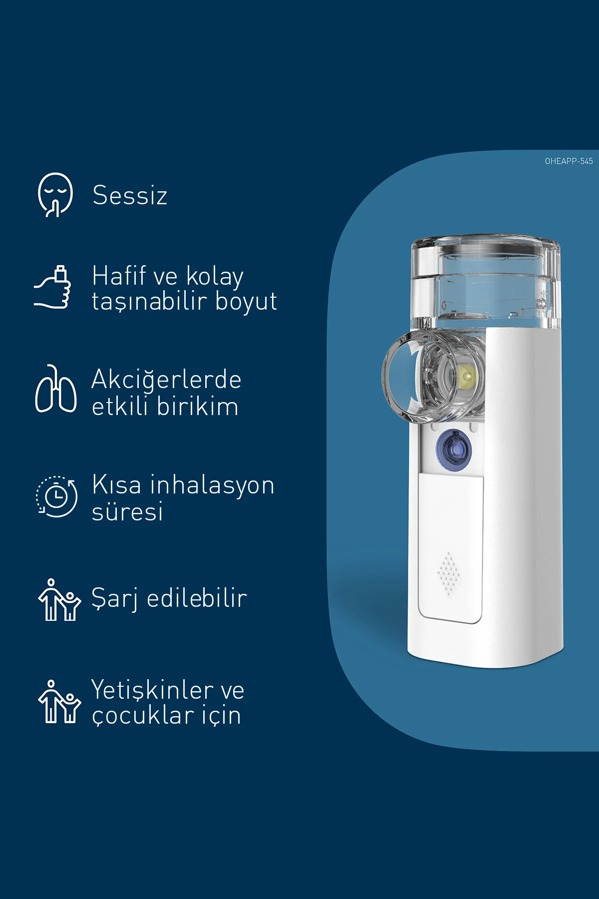 Mini Hava 360 Taşınabilir Mesh Nebulizatör 4015672114135