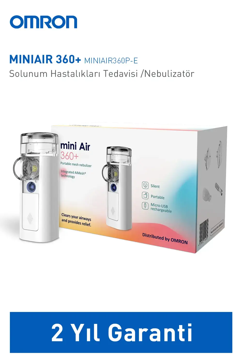 Mini Hava 360 Taşınabilir Mesh Nebulizatör 4015672114135