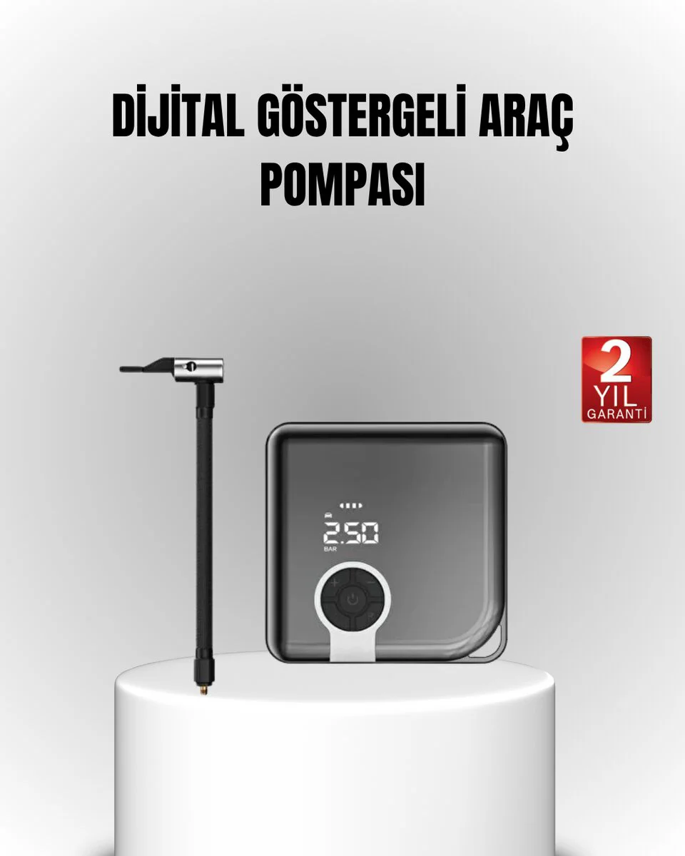 Mini Hava Kompresörü 150 PSI - 6000mAh Bataryalı Taşınabilir Lastik Şişirici ve LED Işıklı