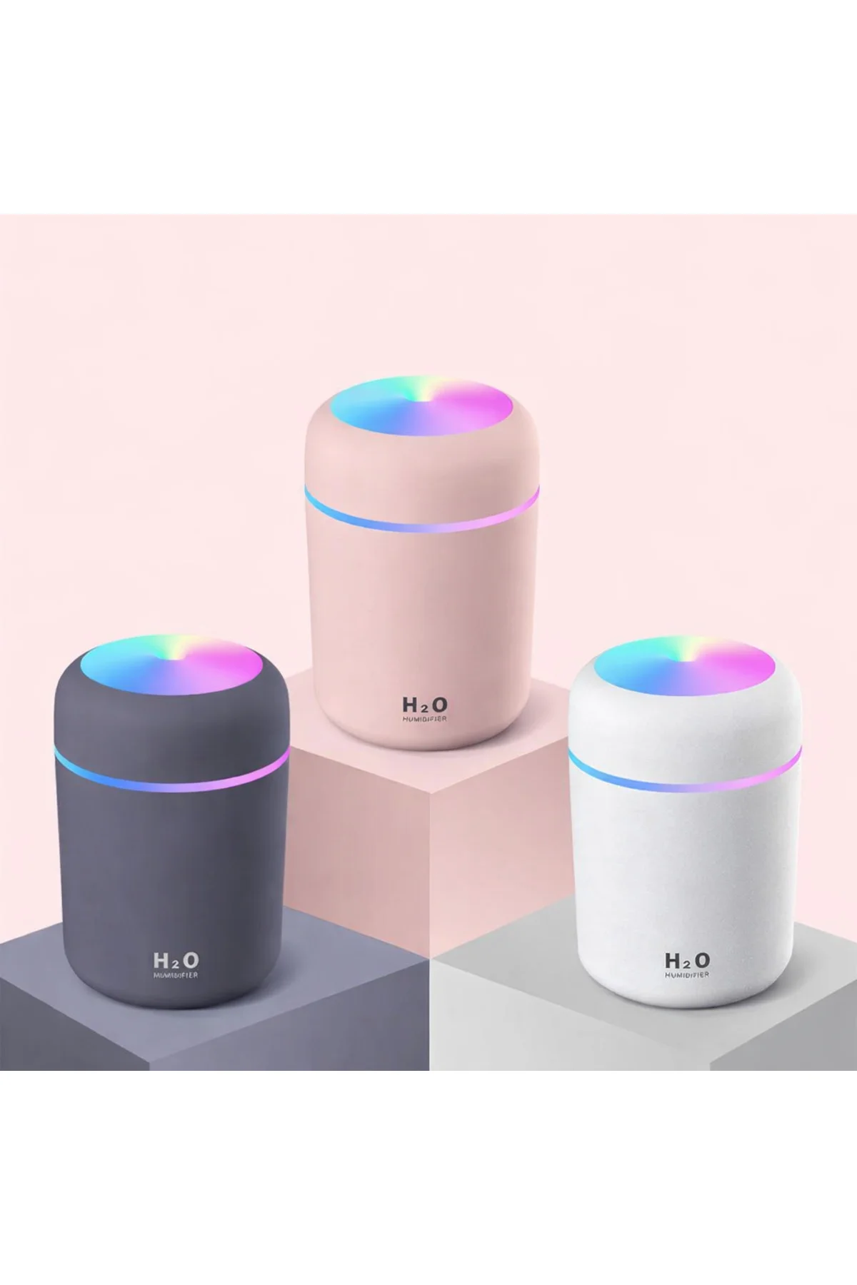 Mini Hava Nemlendirici 300ML RGB Işıklı Type-C Buhar Makinesi Ses