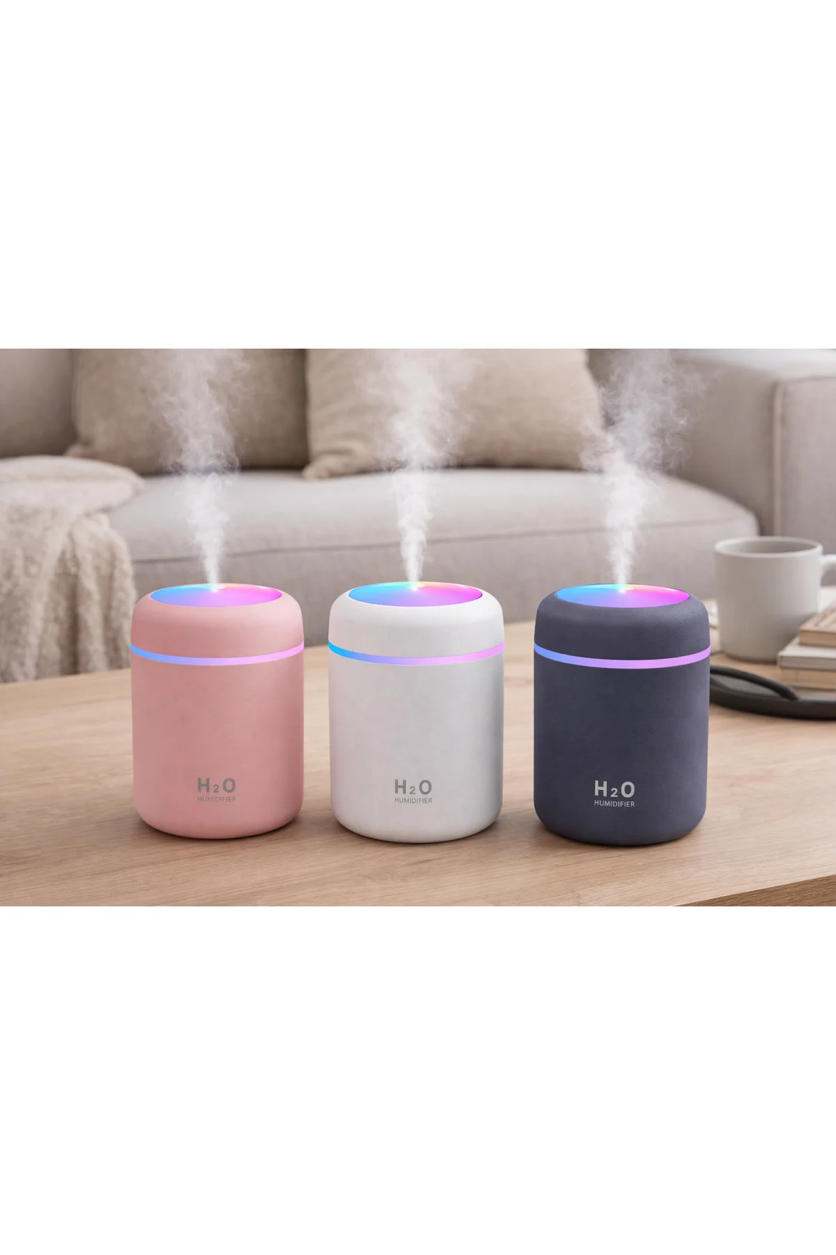 Mini Hava Nemlendirici 300ML RGB Işıklı Type-C Buhar Makinesi Ses