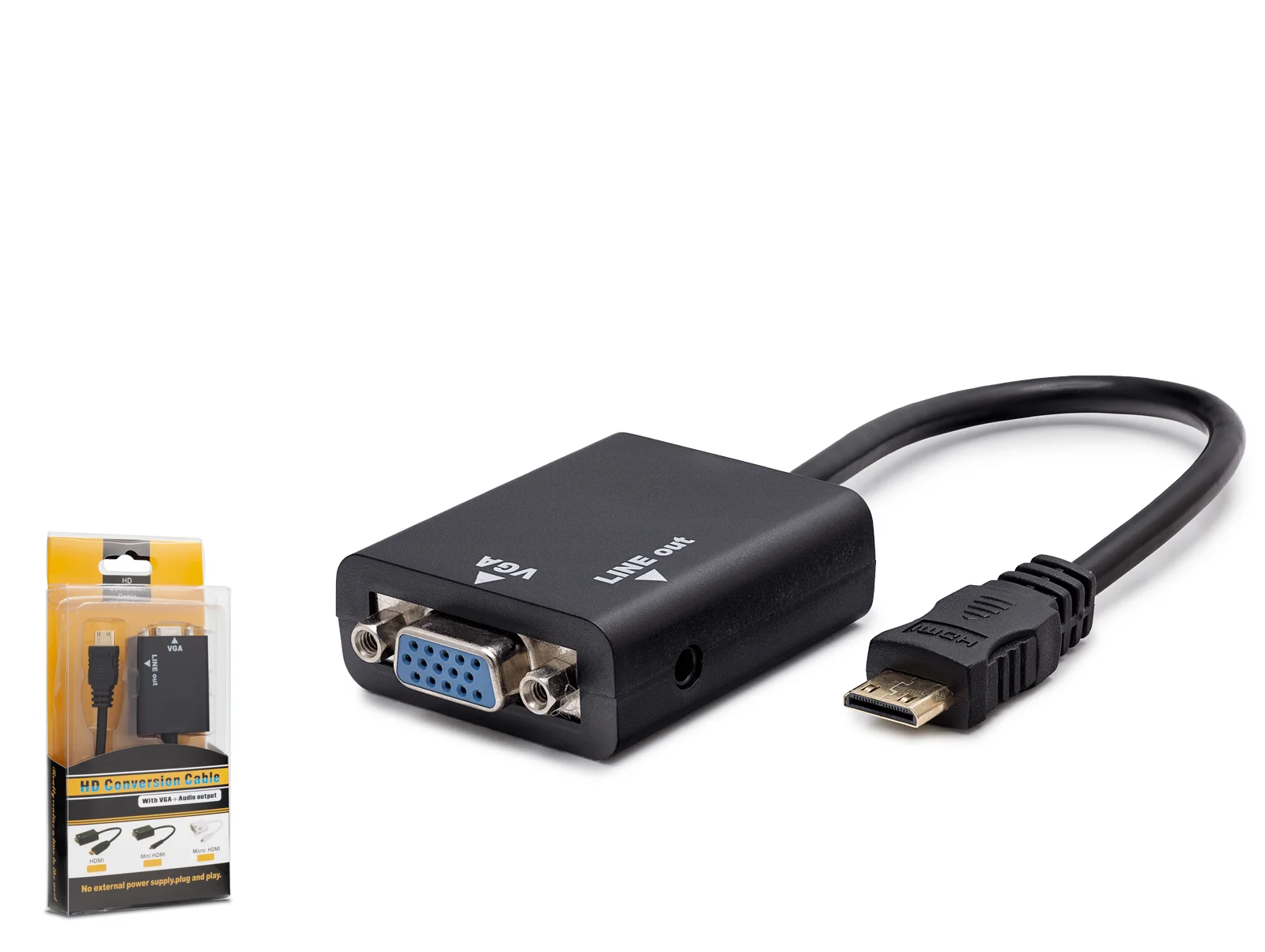 Mini Hdmi To Vga Ses Çıkışlı Görüntü Dönüştürücü - Siyah HDX7762