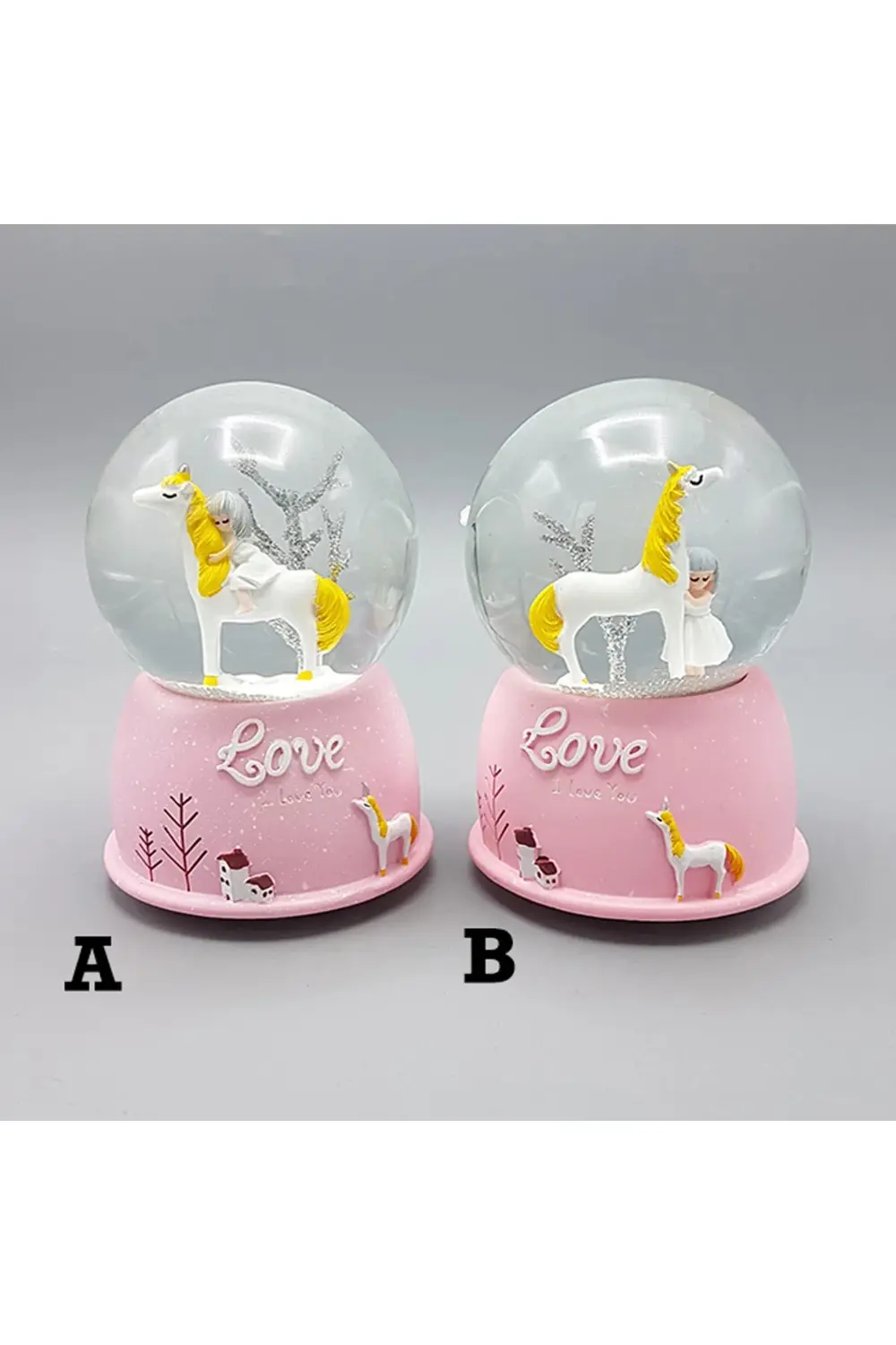 Mini Işıklı Sevimli Atlı Kız Kar Küresi