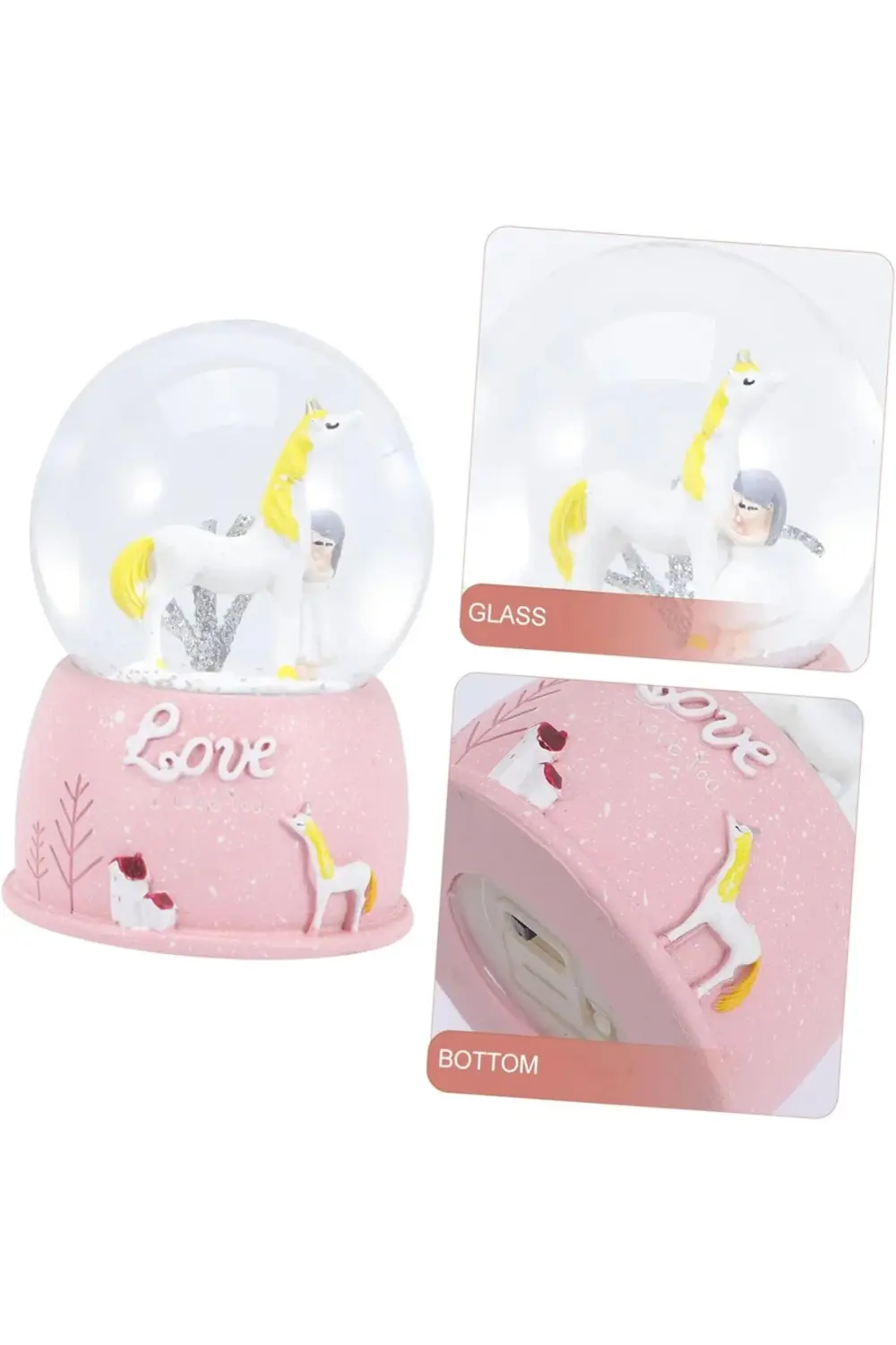 Mini Işıklı Sevimli Atlı Kız Kar Küresi