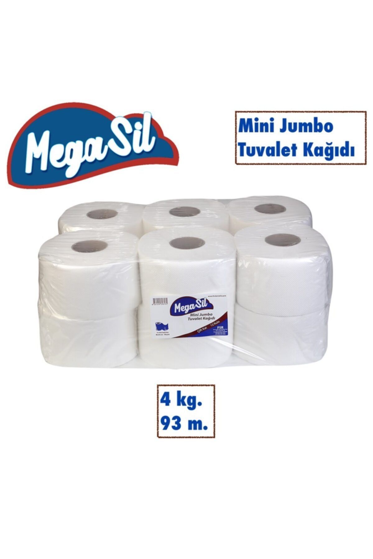 Mini Jumbo Tuvalet Kağıdı 4kg. 93m. 1 Koli (12 Adet)
