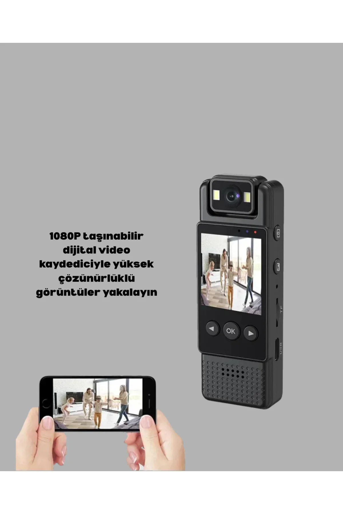 Mini Kamera 1080P Full HD Taşınabilir Güvenlik ve Kayıt Cihazı - 