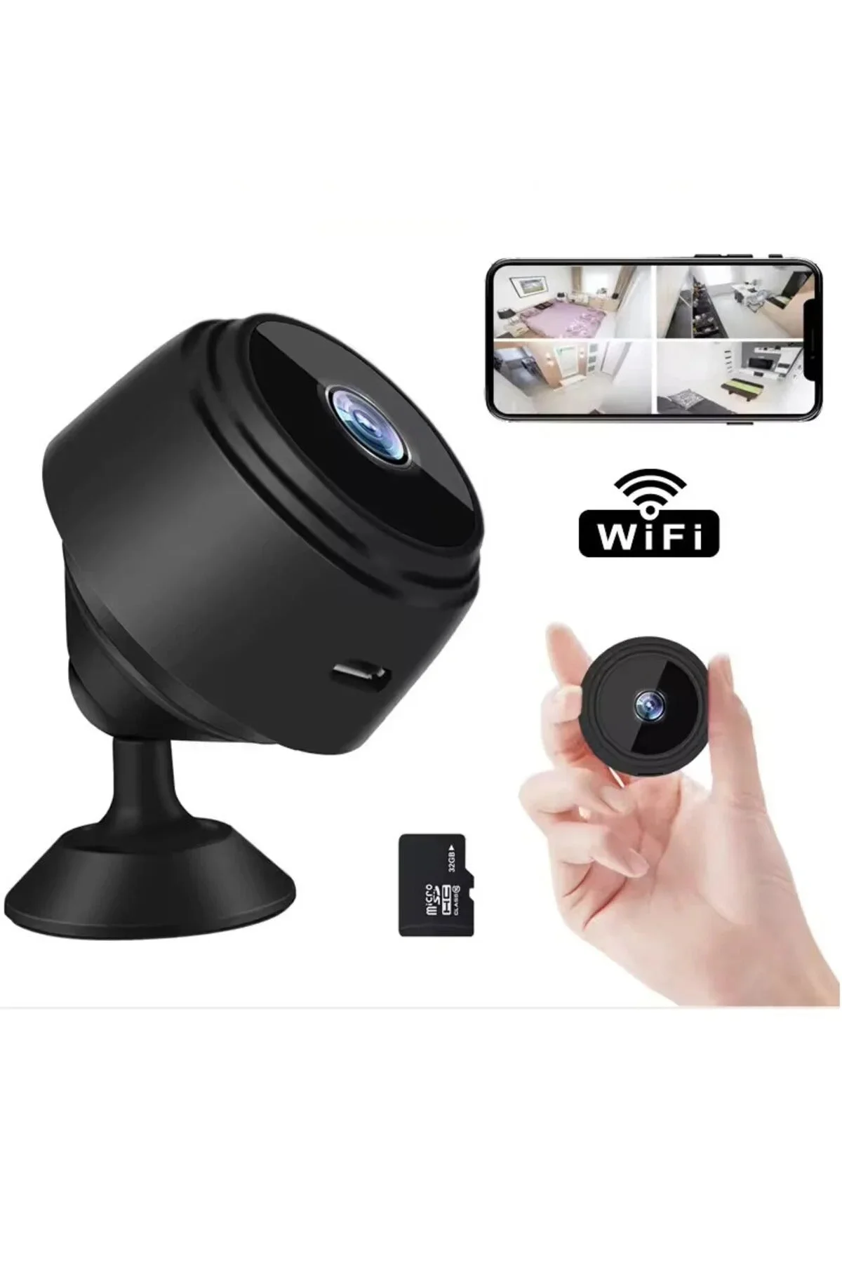 Mini Kamera 1080P HD WiFi - Gizli ve Miknatisli Güvenlik Kamerası