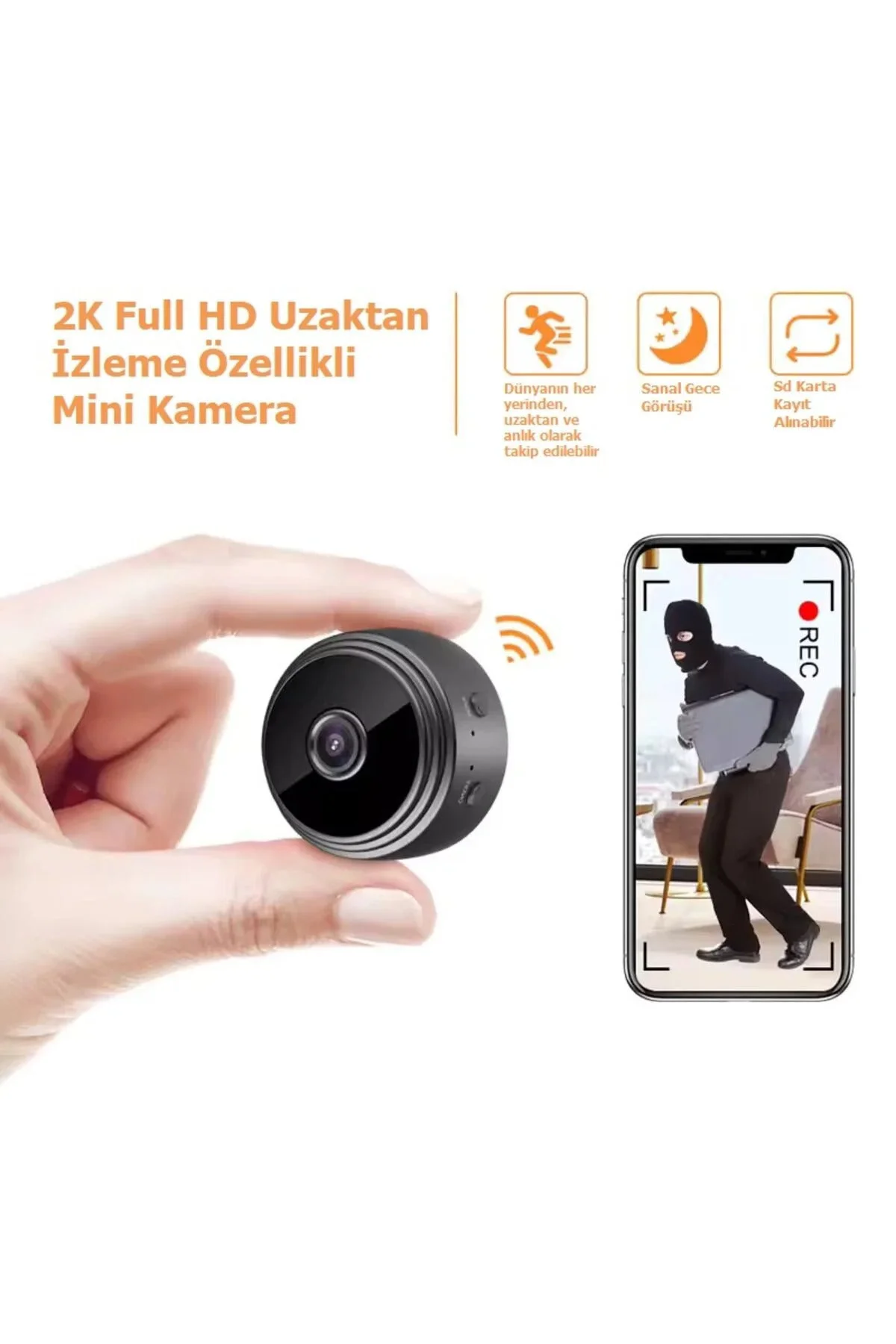Mini Kamera 1080P HD WiFi - Gizli ve Miknatisli Güvenlik Kamerası