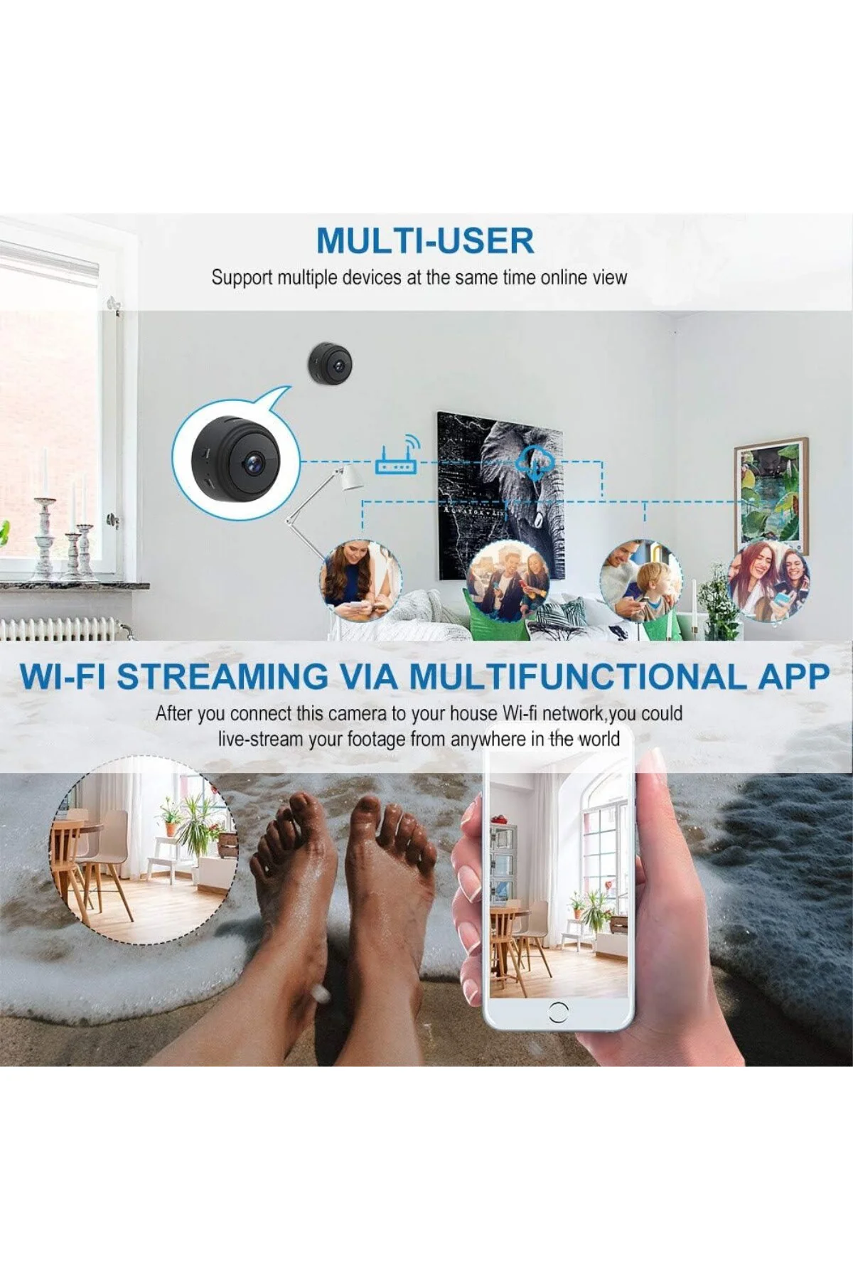 Mini Kamera, 1080P HD Mini Güvenlik Kamerası Uzun Pil Ömrü WiFi Mini Kamera Canlı Mobil Uygula