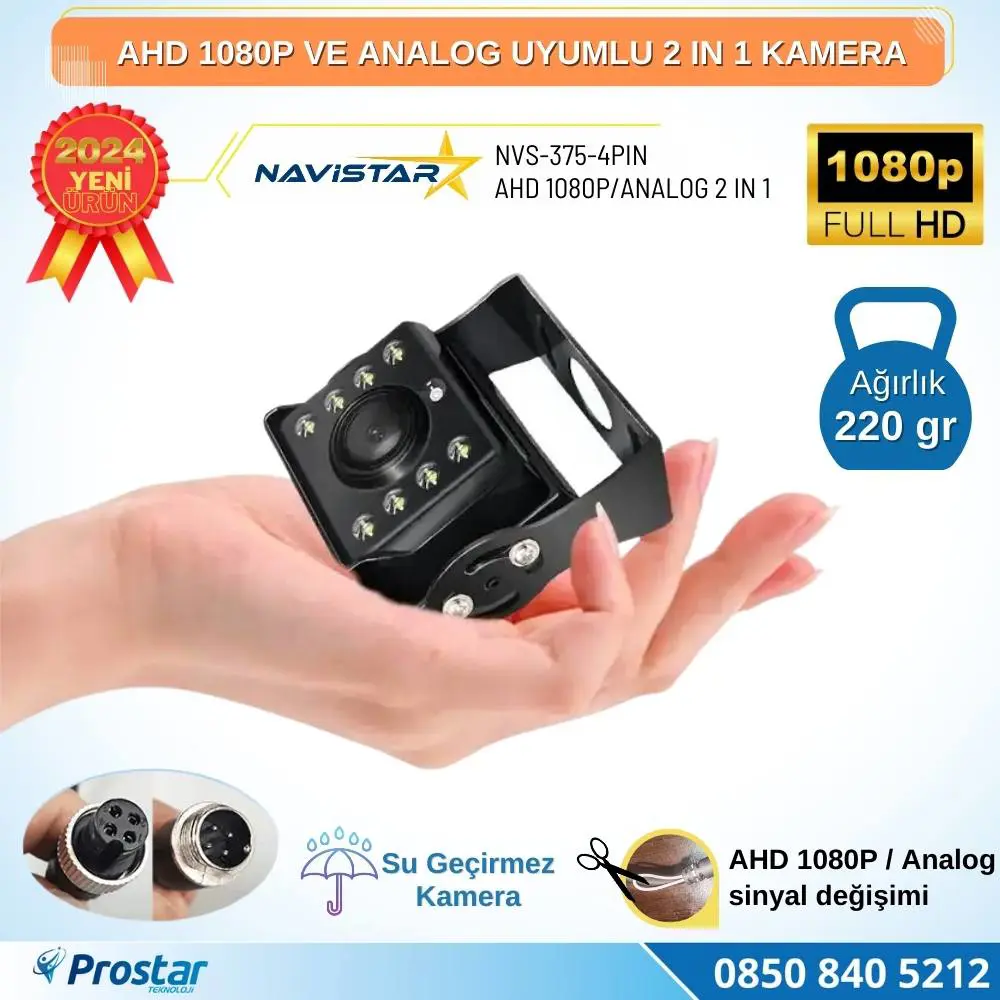 Mini Kamera AHD 1080P ve Analog Pal Çevirilebilir Gece Görüşlü Me