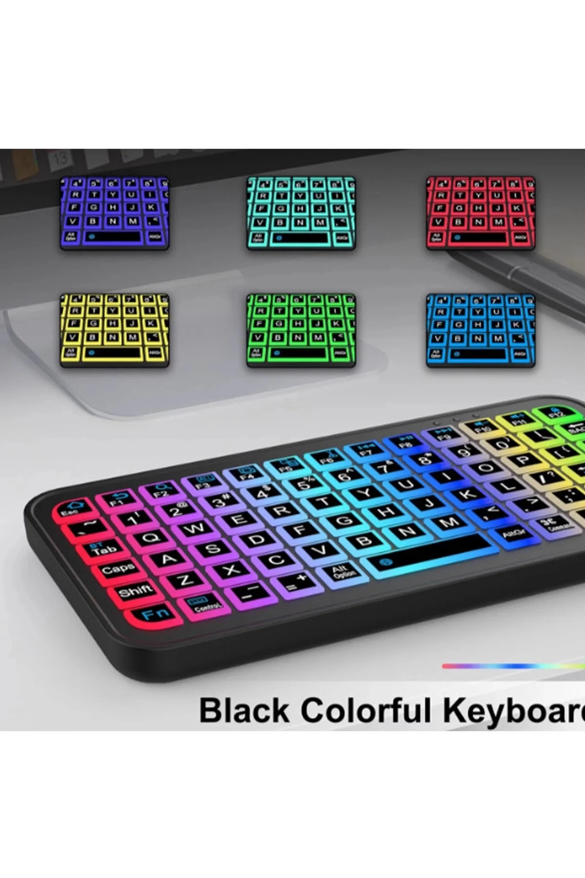 Mini Klavye Smarttv Işıklı Bluetooth Kablosuz Televizyon Ps3 Dizü