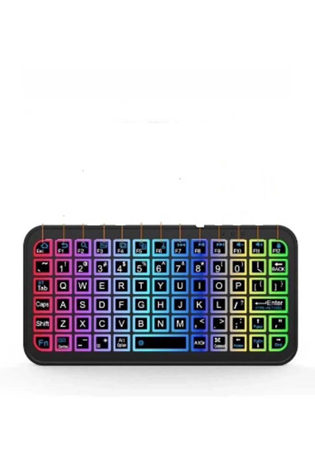 Mini Klavye Smarttv Işıklı Bluetooth Kablosuz Televizyon Ps3 Dizü
