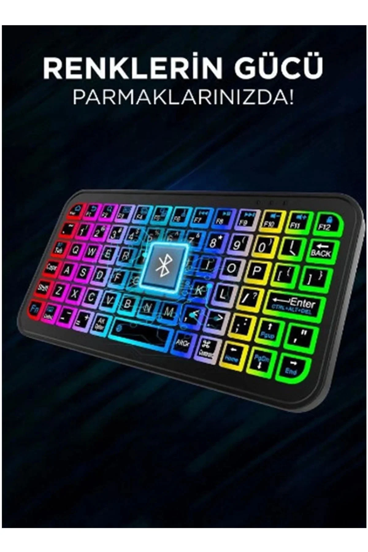 Mini Klavye Smarttv Işıklı Bluetooth Kablosuz Televizyon Ps3 Dizü