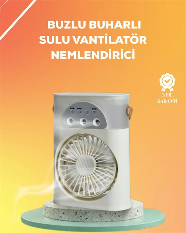 Mini Klima Fan | USB 3-in-1 Soğutucu, Nemlendirici ve Gece Işığı