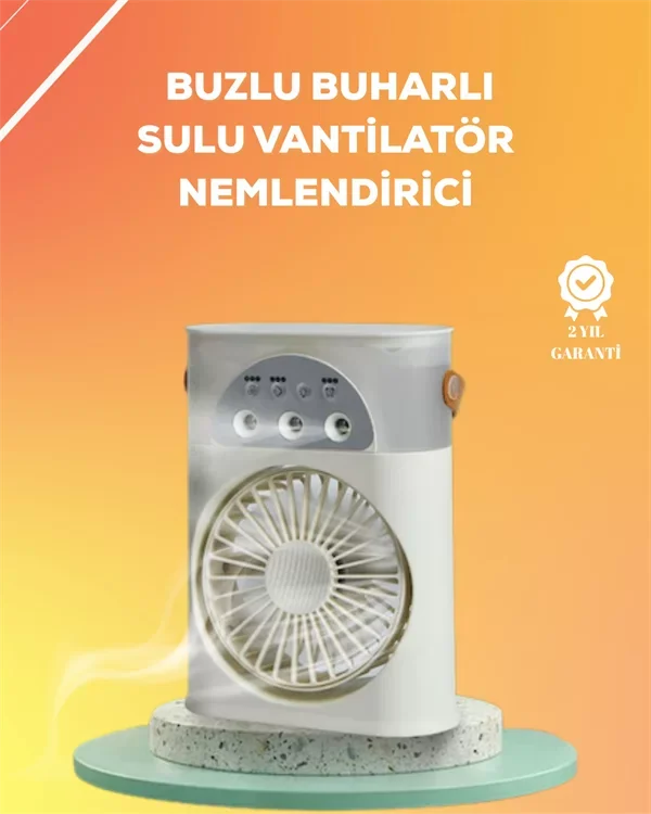 Mini Klima Fan | USB'li, 7 Renk Gece Işığı, 3'ü 1 Arada Fonksiyon - Lisinya