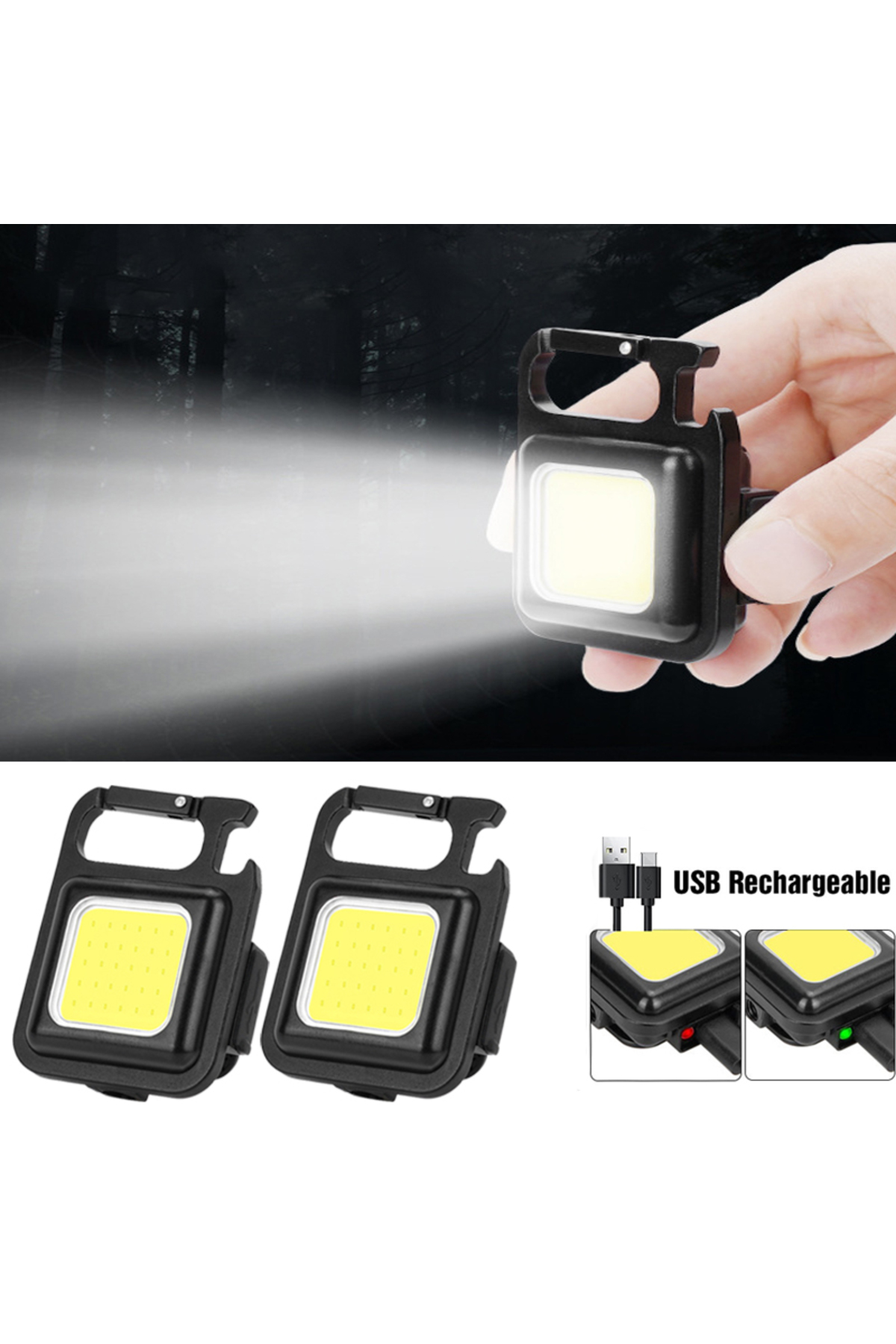 Mini Led Işık Kamp El Feneri Mıknatıslı Su Geçirmez Şarj Edilebil