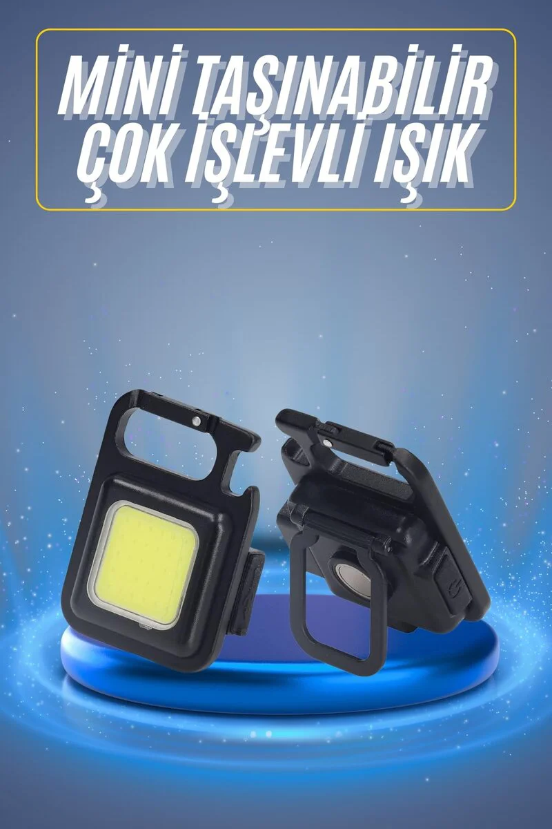 Mini LED Kamp Çadır Lambası - Şarjlı El Feneri, Mıknatıslı Anahtarlık