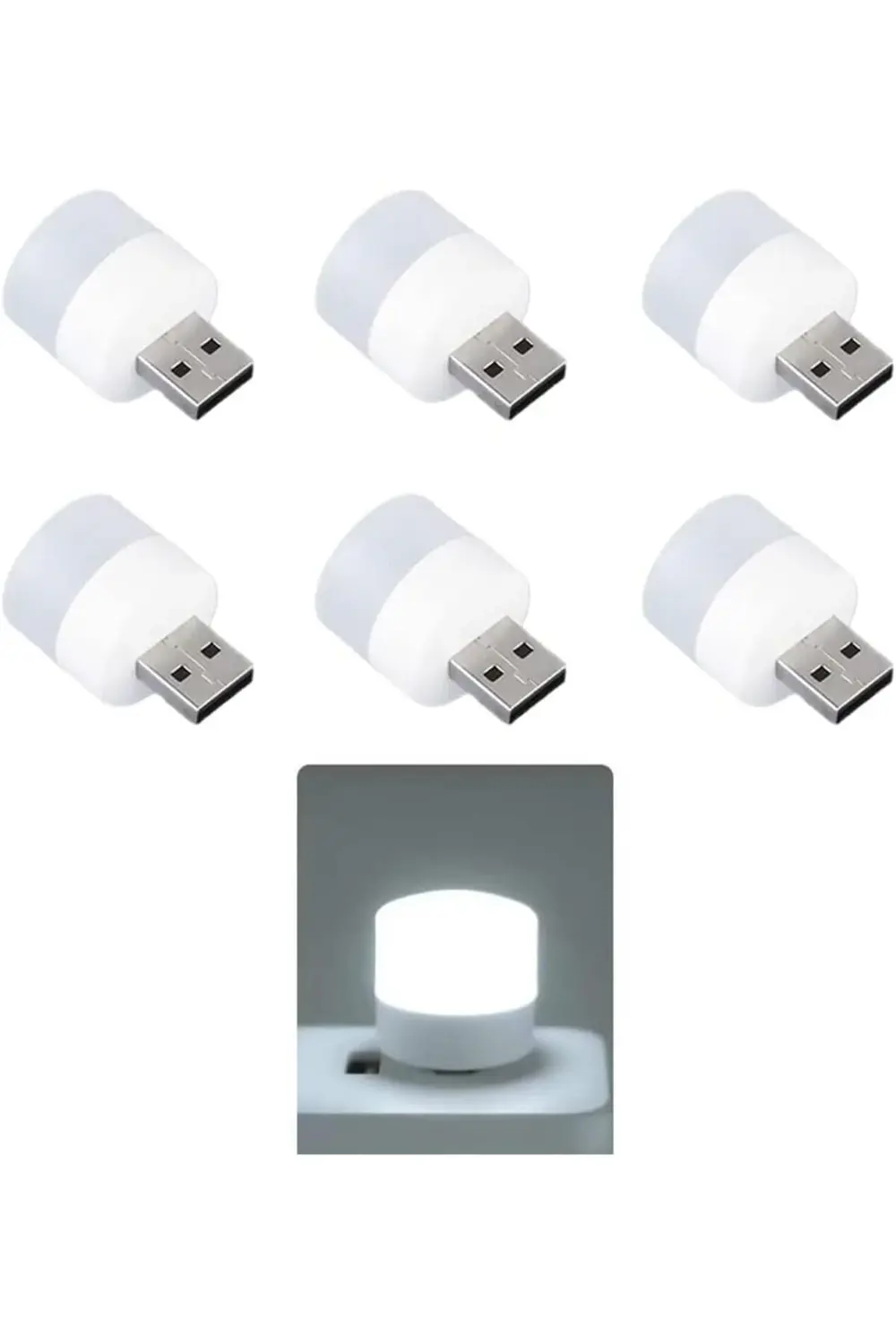 Mini LED lambalar, okuma ışığı, 6 parçalı taşınabilir mini USB ge