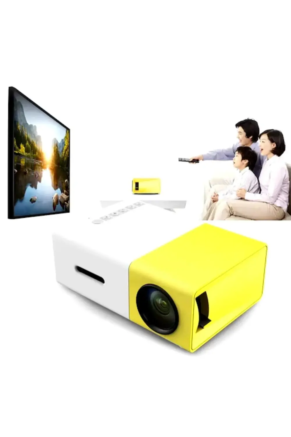 Mini LED Projeksiyon Cihazı 600 Lümen Ev Sinema Sistemi Hdmi USB