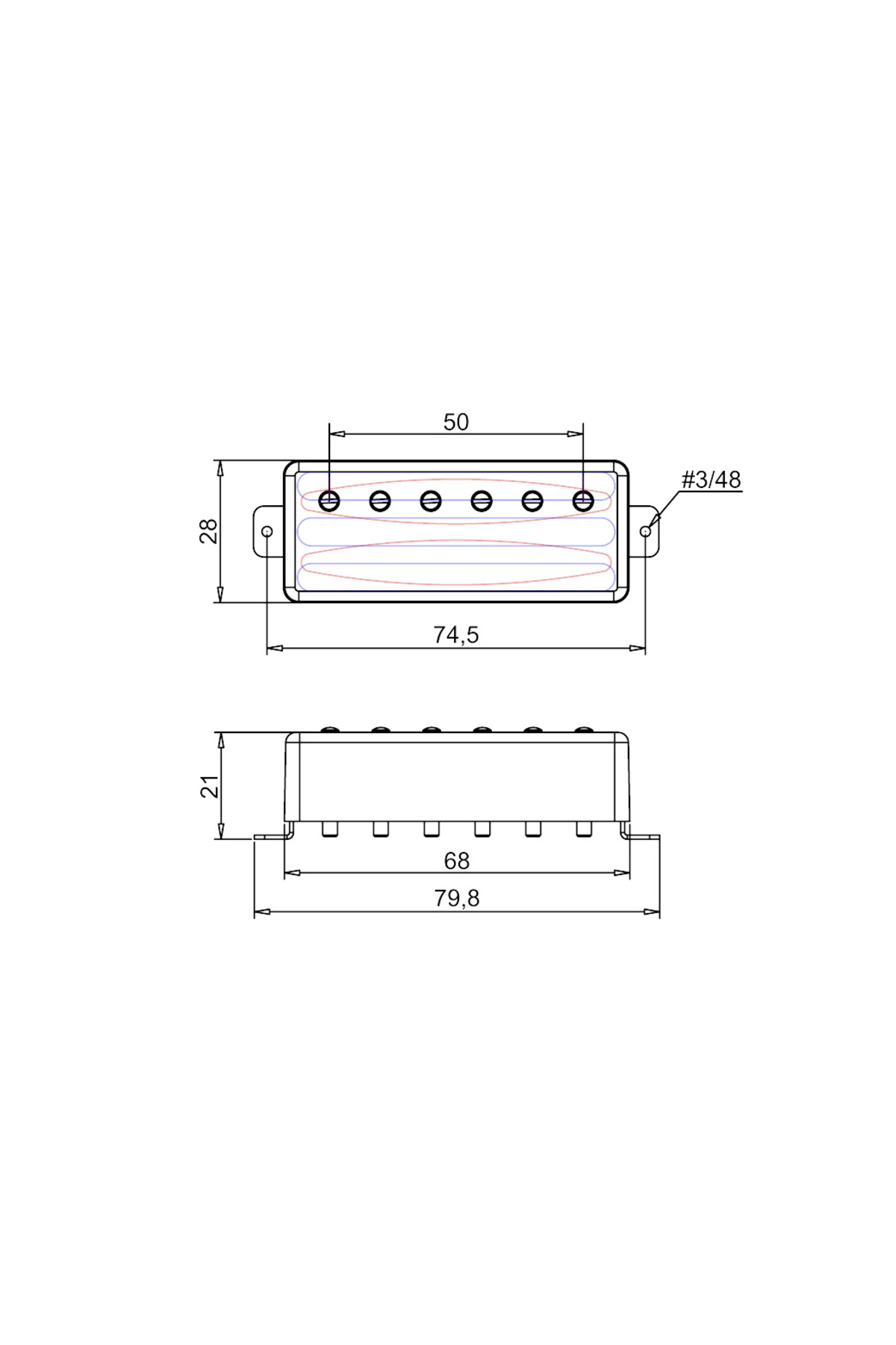 Artec Mini Lp Series Mvdc Ceramic Bar Magnet Bridge Humbucker Manyetik