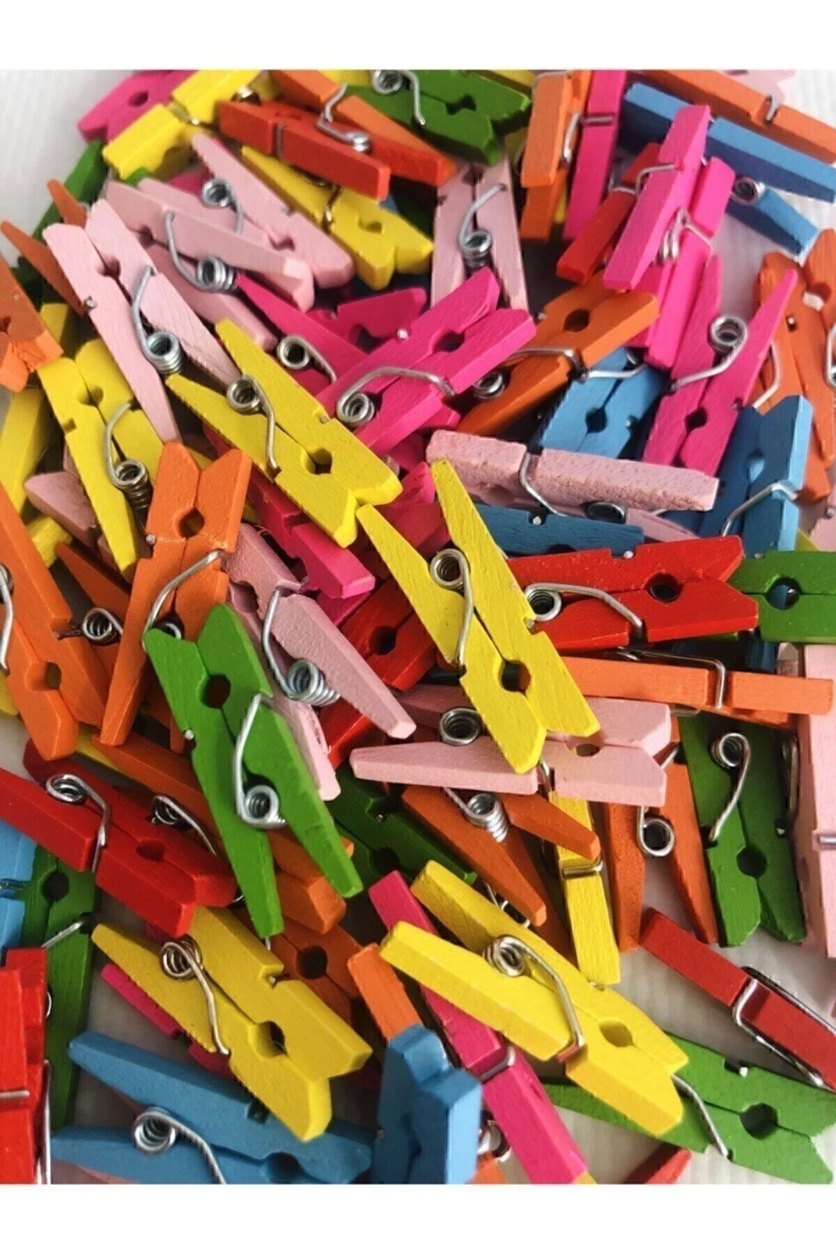 Alfa Tasarım Mini Mandal - Dekoratif Süsleme Renkli Minik Ahşap Mandal, Fotoğr