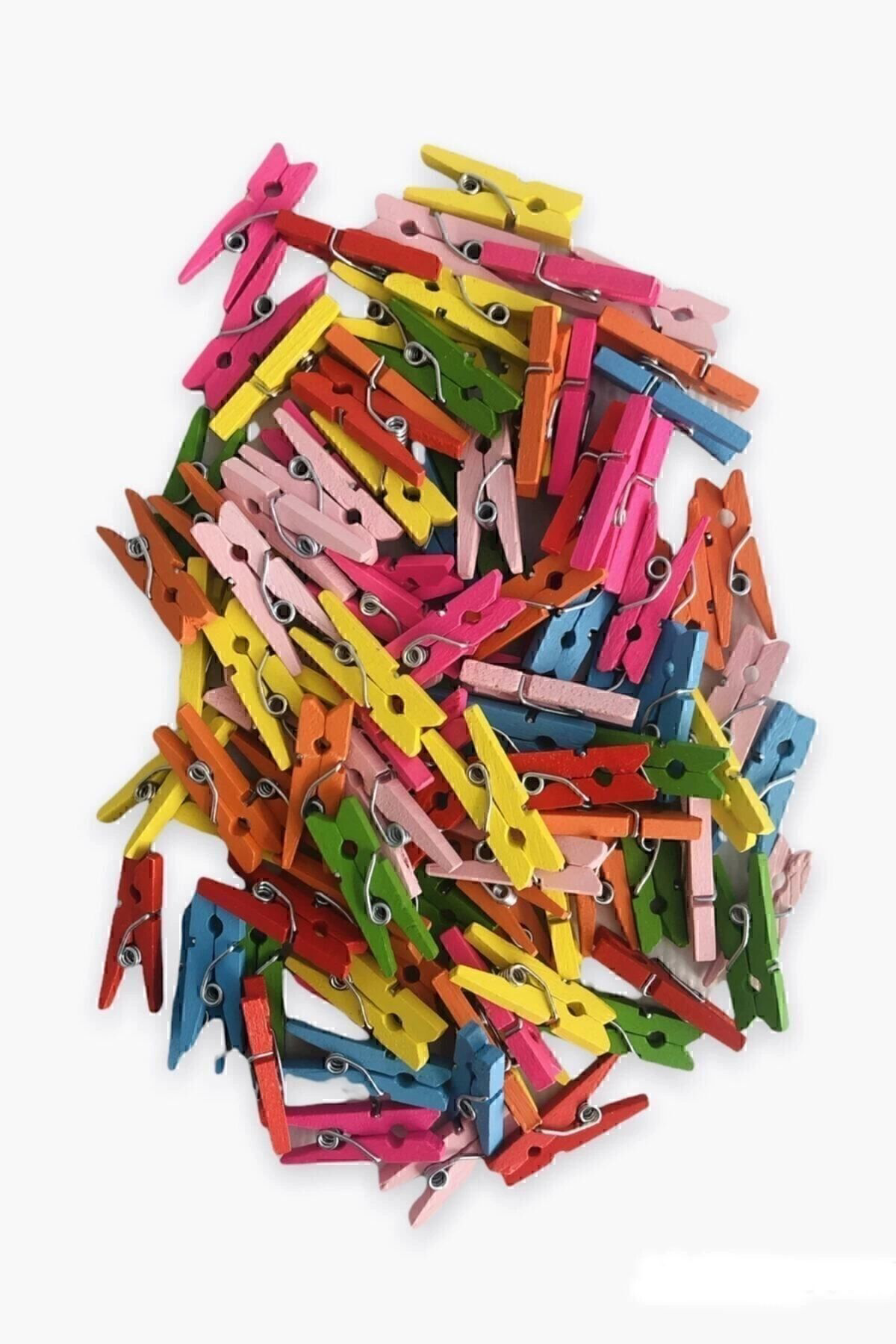 Alfa Tasarım Mini Mandal - Dekoratif Süsleme Renkli Minik Ahşap Mandal, Fotoğr