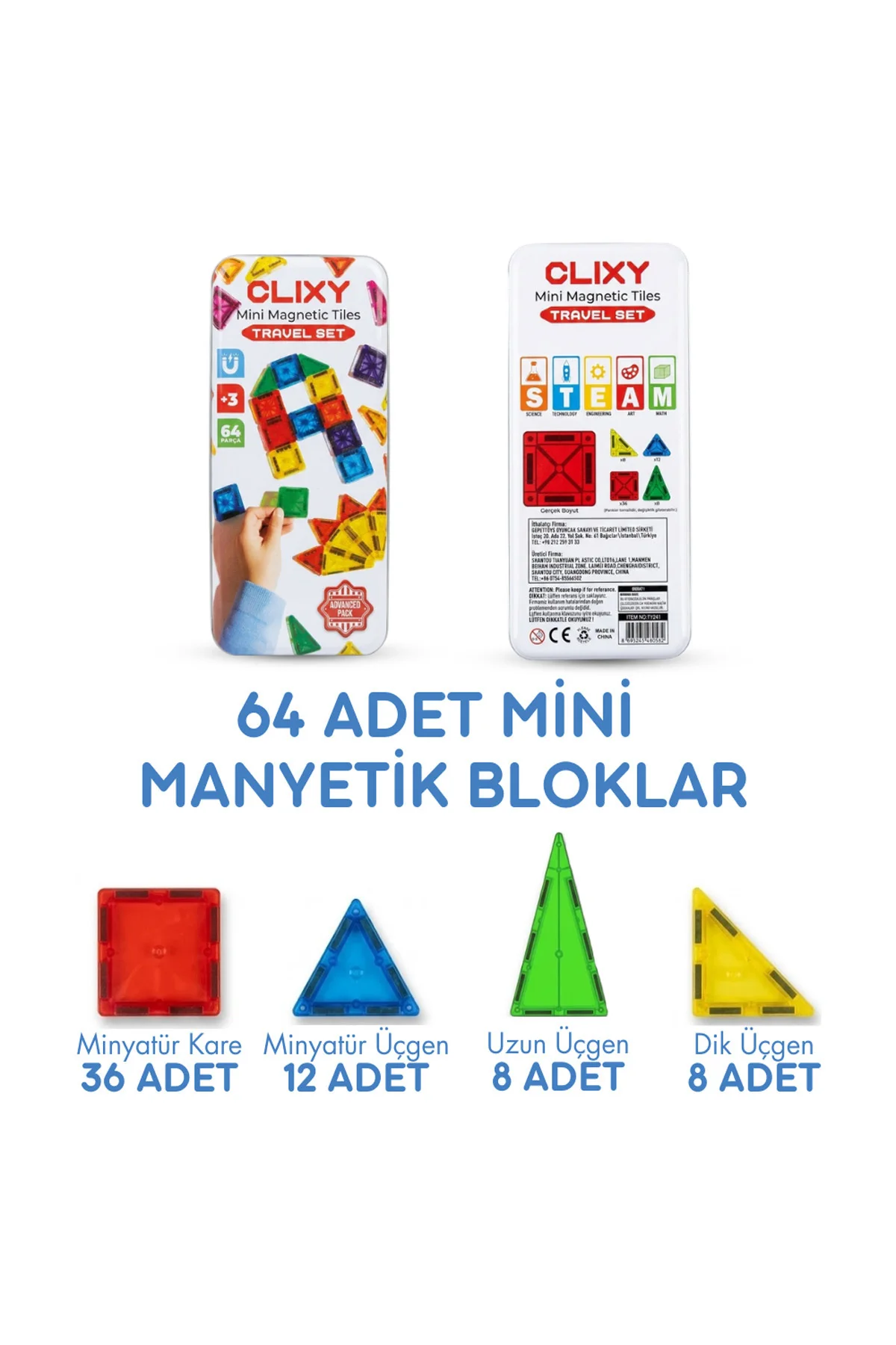 Mini Manyetik Bloklar 64 Parça Travel Set