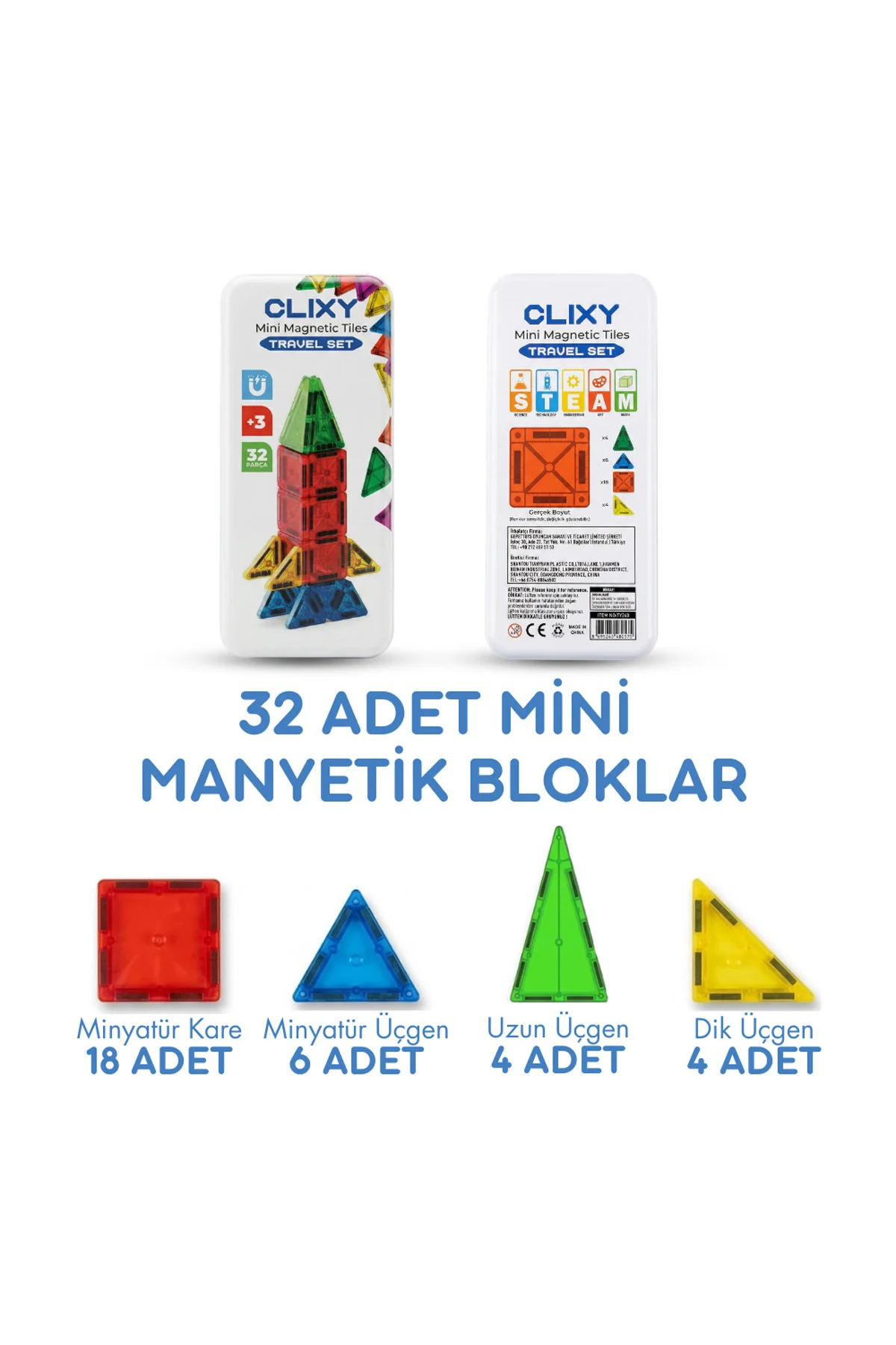 Mini Manyetik Bloklar 32 Parça Travel Set