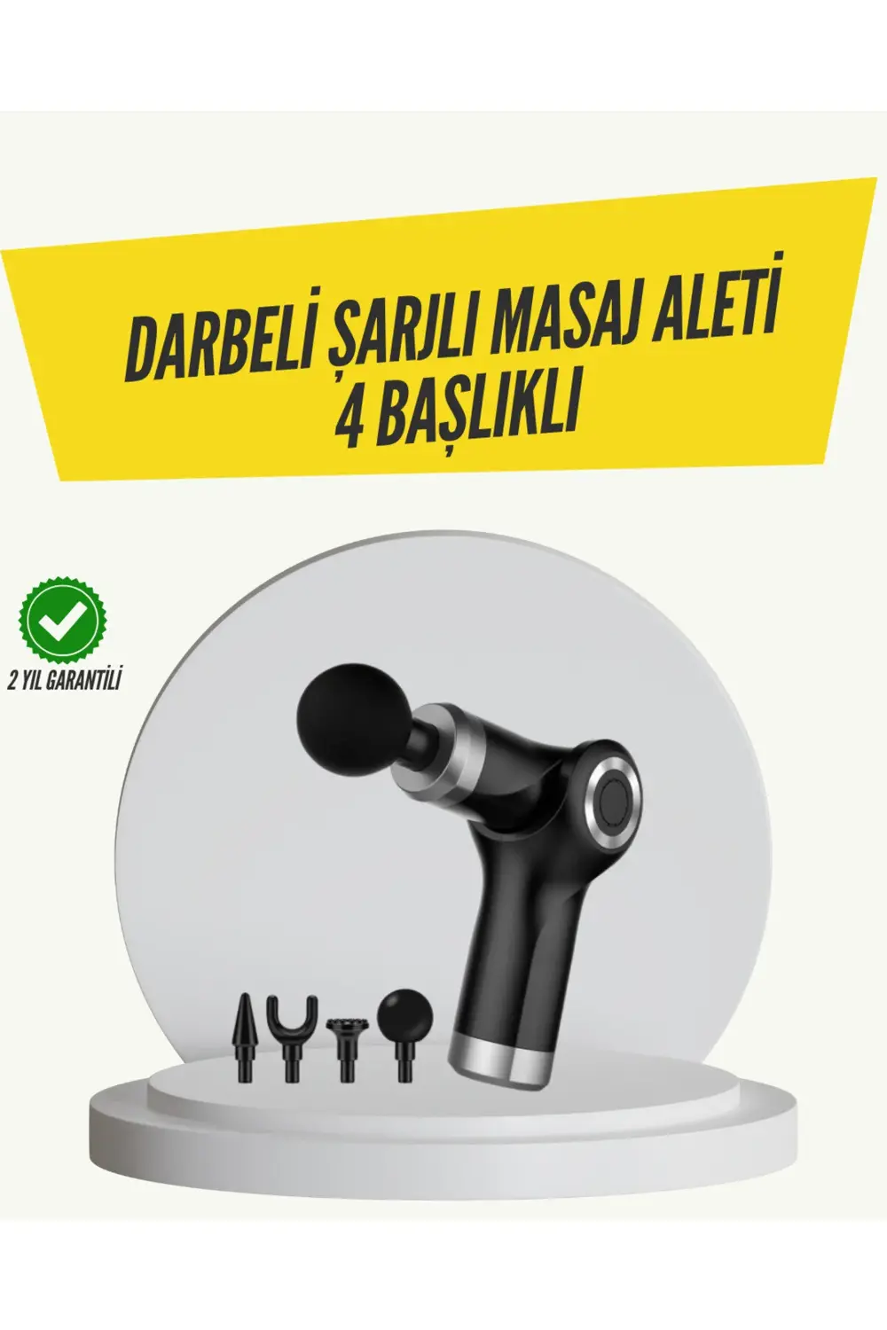 Mini Masaj Tabancası 4 Başlık 6 Hız Ayarlı