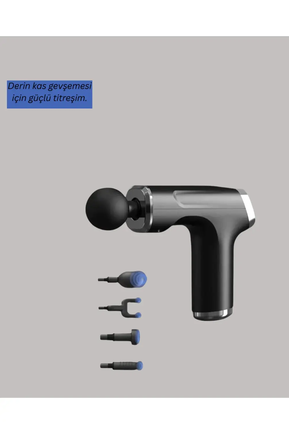 Mini Masaj Tabancası 4 Başlık 6 Hız Ayarlı