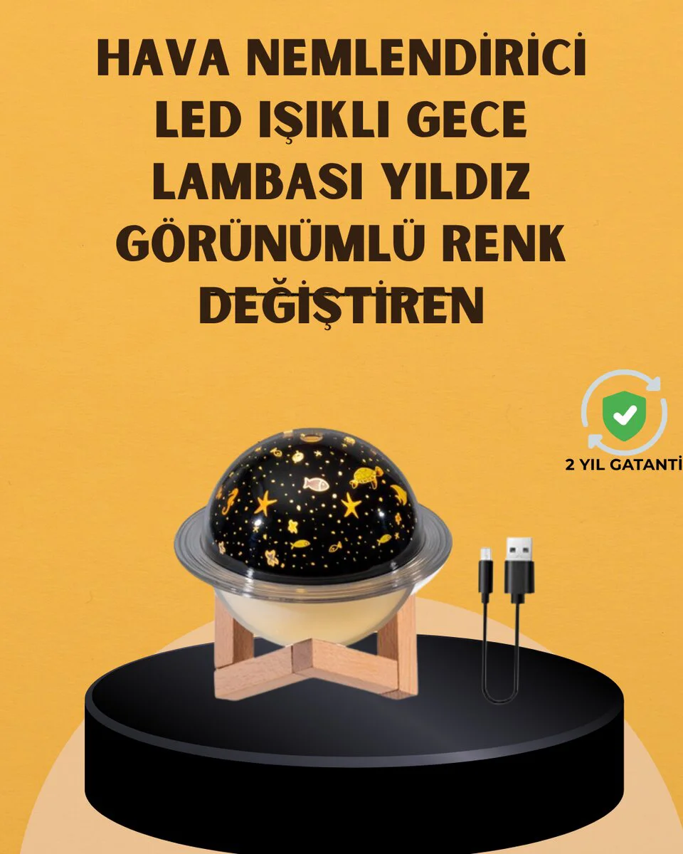 Mini Masaüstü Hava Nemlendirici - Projektör Işıklı Aromaterapi & Gece Lambası