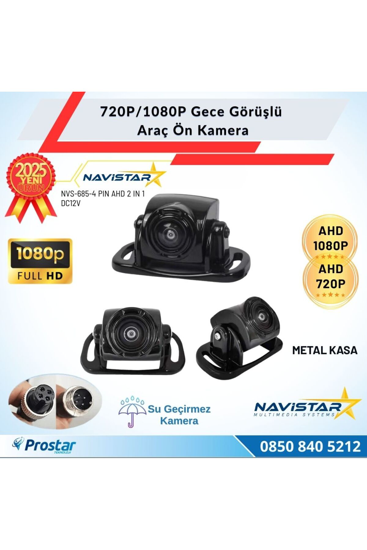 Navistar Mini Metal Kasa Ahd 720P/1080P Dönüşümlü Gece Görüşlü Araç Kamera