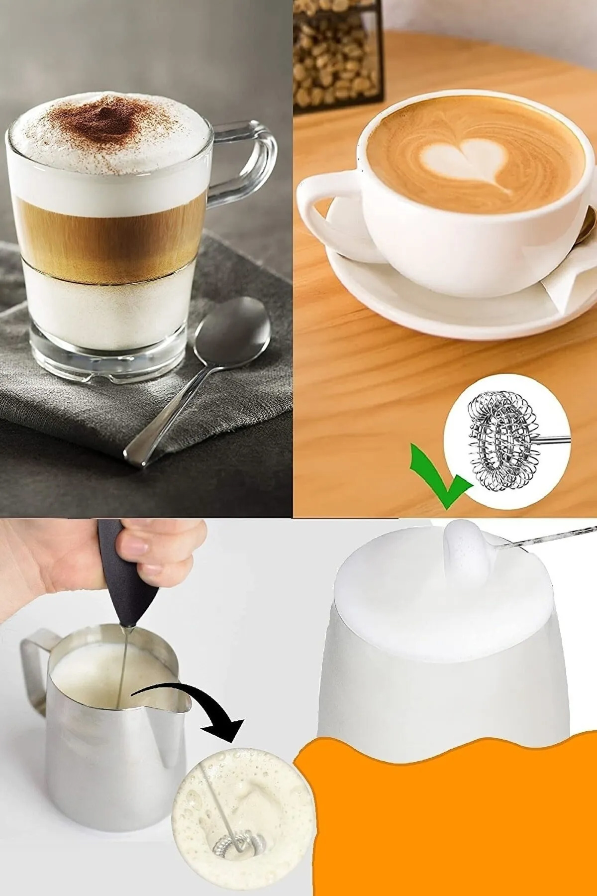 Mini Mixer Kahve Süt Köpürtücü Karıştırıcı Cappucino Mikser - Pra