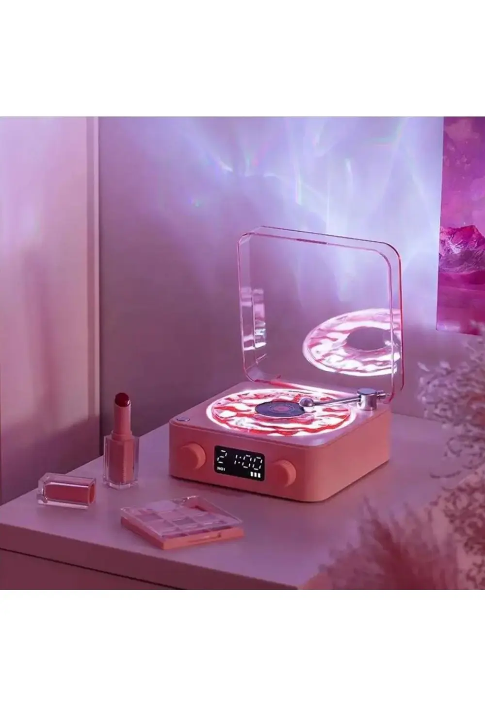 Mini Nostalji Plak Görünüm Dekor Waves Bluetooth Işıklı Müzik Çal