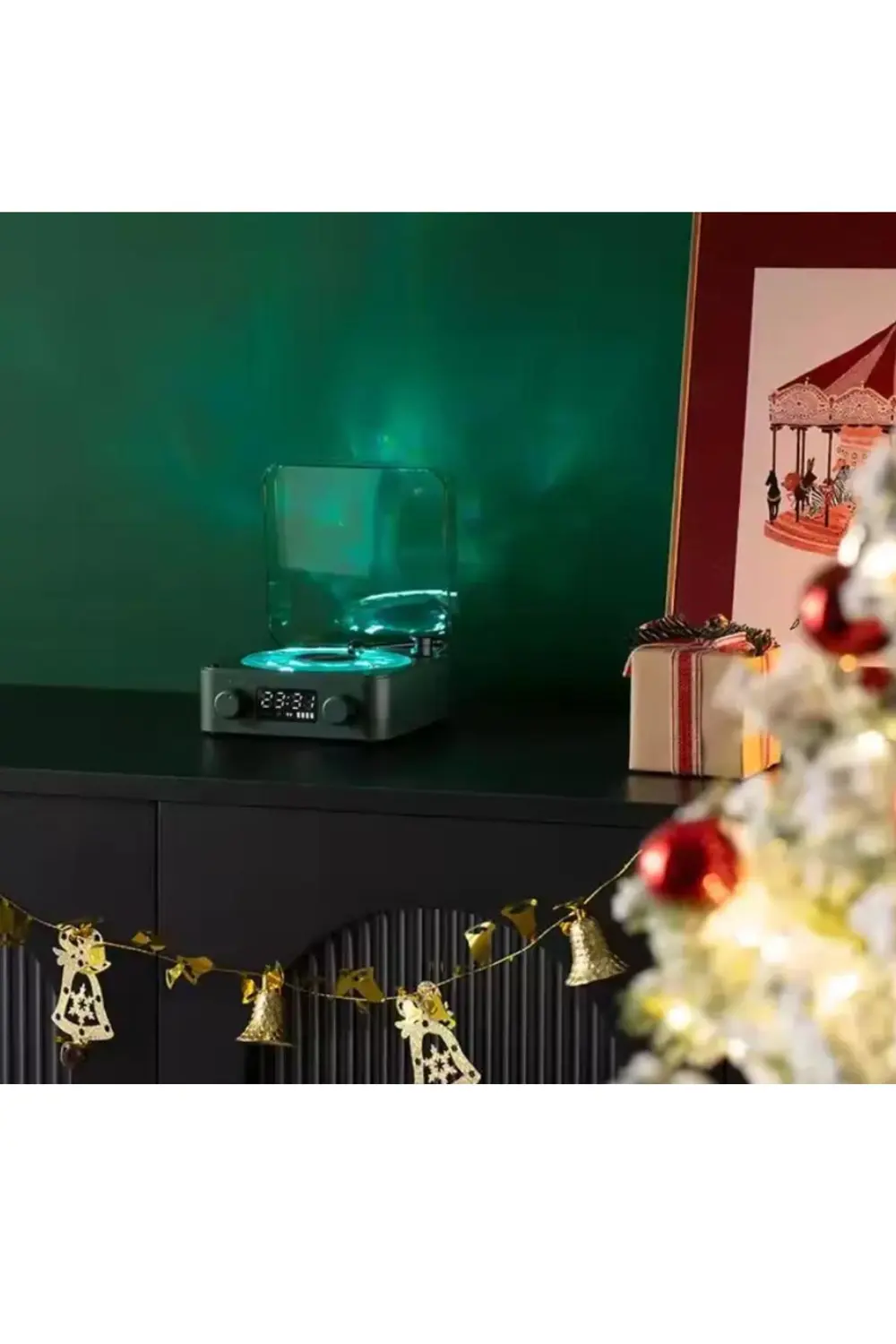 Mini Nostalji Plak Görünüm Dekor Waves Bluetooth Işıklı Müzik Çal