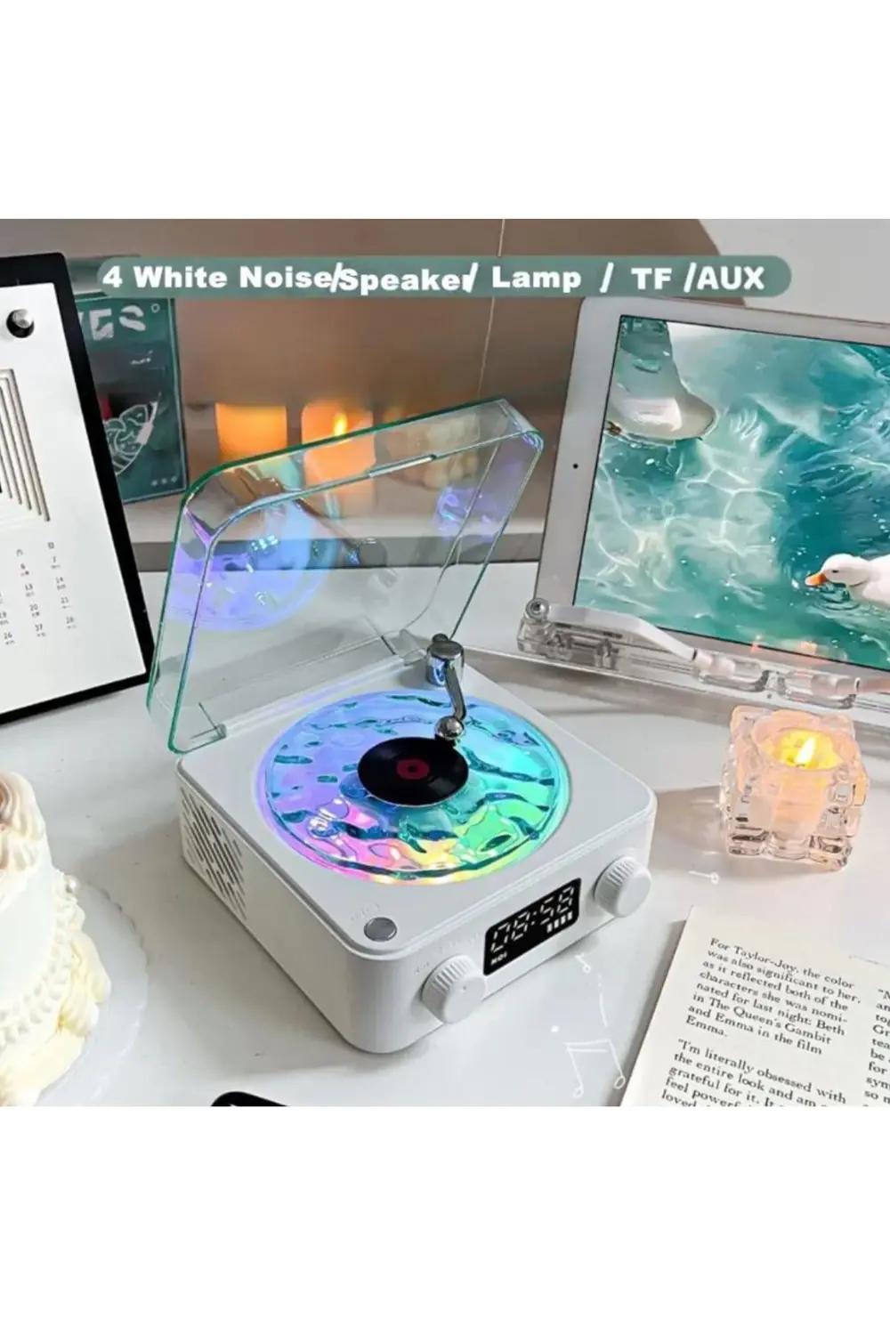 Mini Nostalji Plak Görünüm Dekor Waves Bluetooth Işıklı Müzik Çal