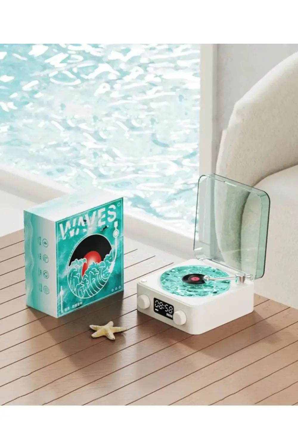 Mini Nostalji Plak Görünüm Dekor Waves Bluetooth Işıklı Müzik Çal