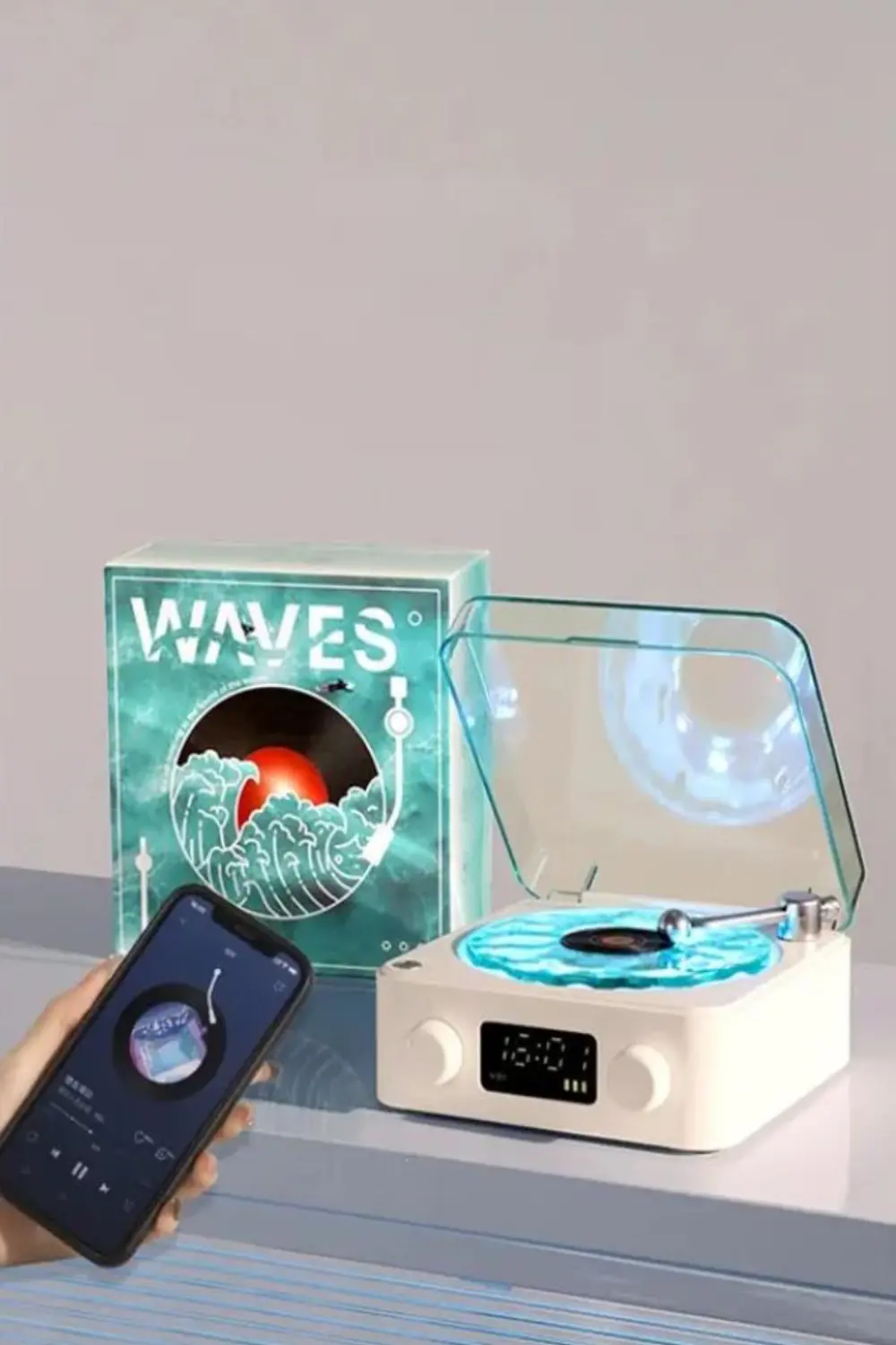 Mini Nostalji Plak Görünüm Dekor Waves Bluetooth Işıklı Müzik Çal