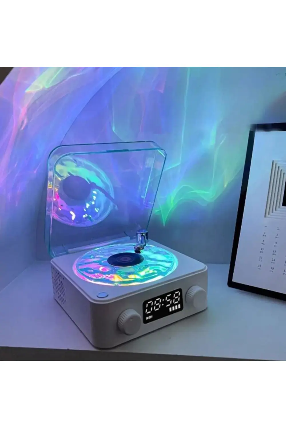 Mini Nostalji Plak Görünüm Dekor Waves Bluetooth Işıklı Müzik Çal