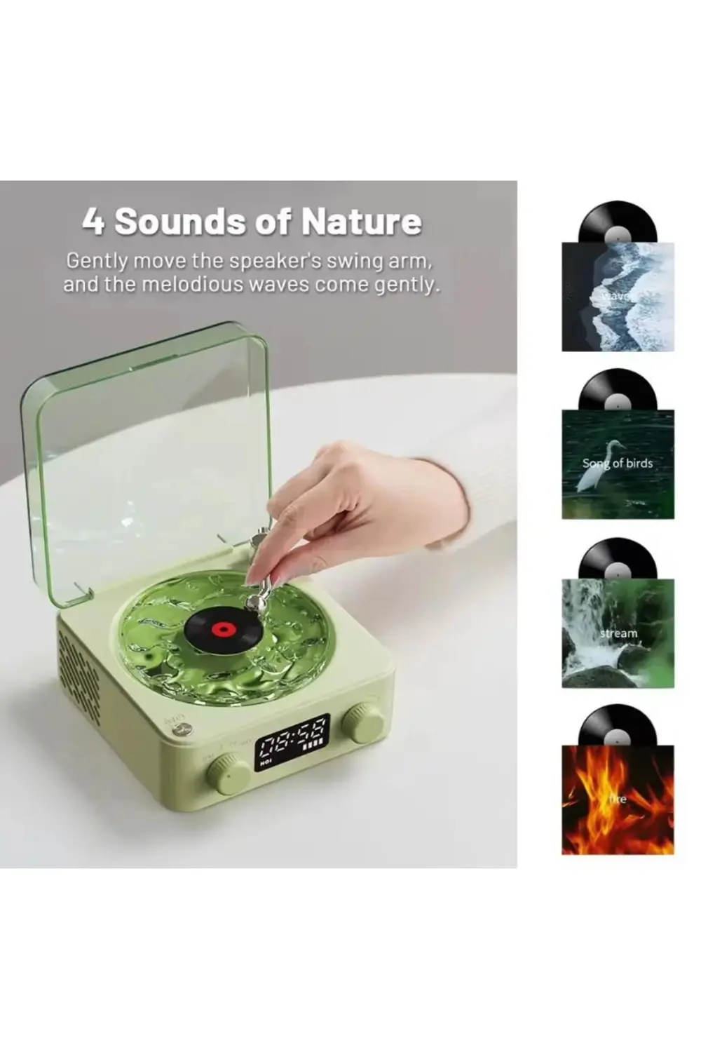 Mini Nostalji Plak Görünüm Dekor Waves Bluetooth Işıklı Müzik Çal