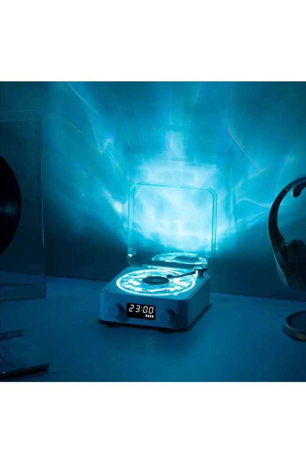 Mini Nostalji Plak Görünüm Dekor Waves Bluetooth Işıklı Müzik Çal