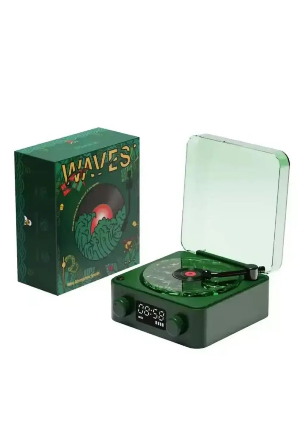 Mini Nostalji Plak Görünüm Dekor Waves Bluetooth Işıklı Müzik Çal