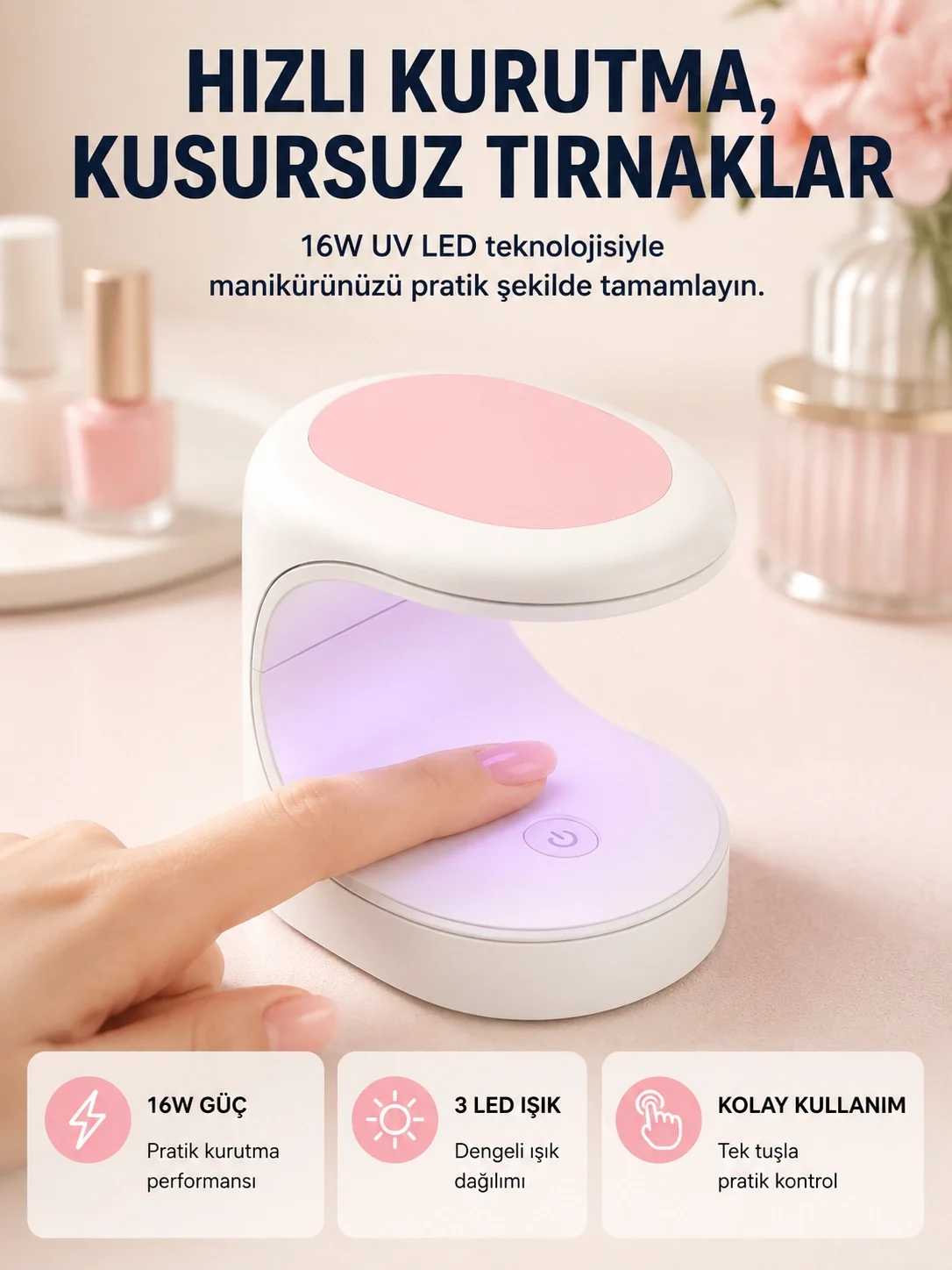 Mini Oje Kurutma Cihazı 16W LED UV Hızlı Kurutma Taşınabilir Kompakt Yeni Nesil Fiyatı, Yorumları ve Özellikleri