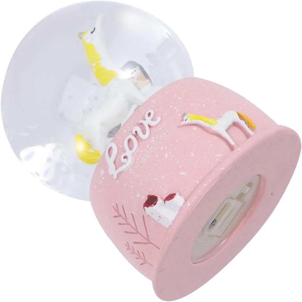 Mini Pembe Kar Küresi - Sevimli Unicorn ve Kız Tasarımlı - Işıklı Fiyatı, Yorumları ve Özellikleri
