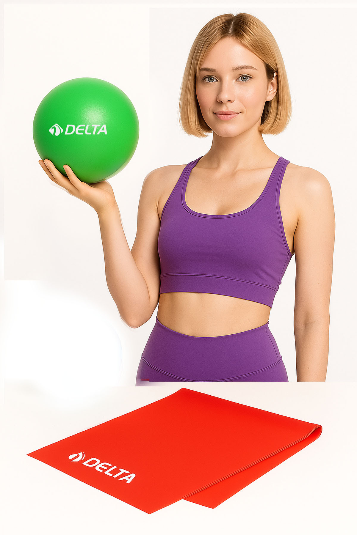 Mini Pilates Seti 2 li Set Pilates Denge Topu 20 Cm , 120 x 15 Cm