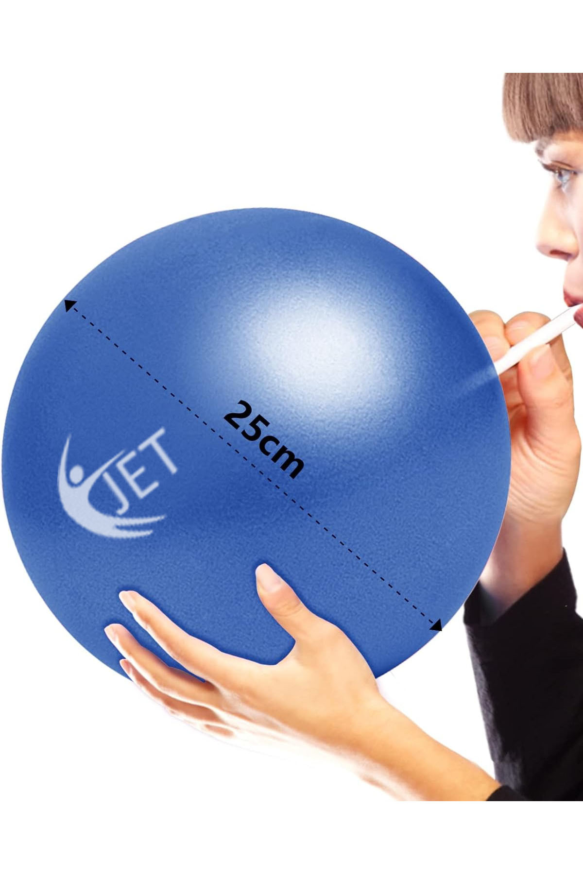 Jet Mini Pilates Topu 25 Cm Plates Denge Topu Ve Şişirme Çubuğu Mavi